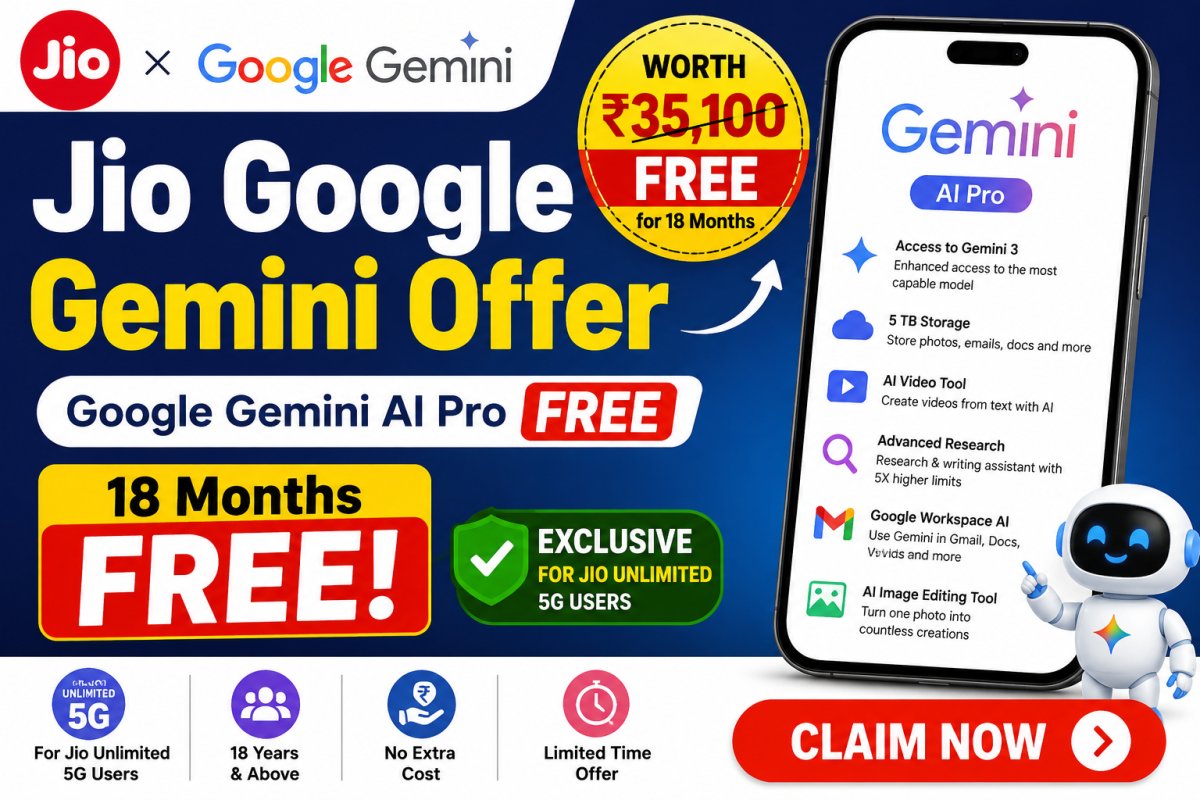 Jio Users Can Get Google Gemini AI Pro Worth ₹35,100 FREE for 18 Months – Here's How to Claim It